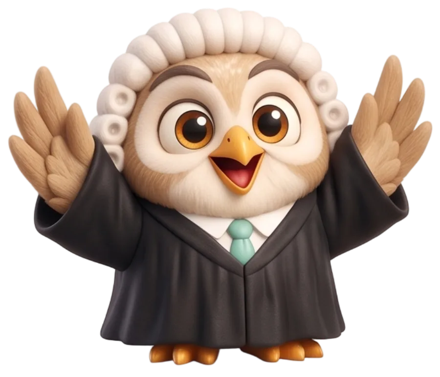 Judge Hoot celebrating with confetti